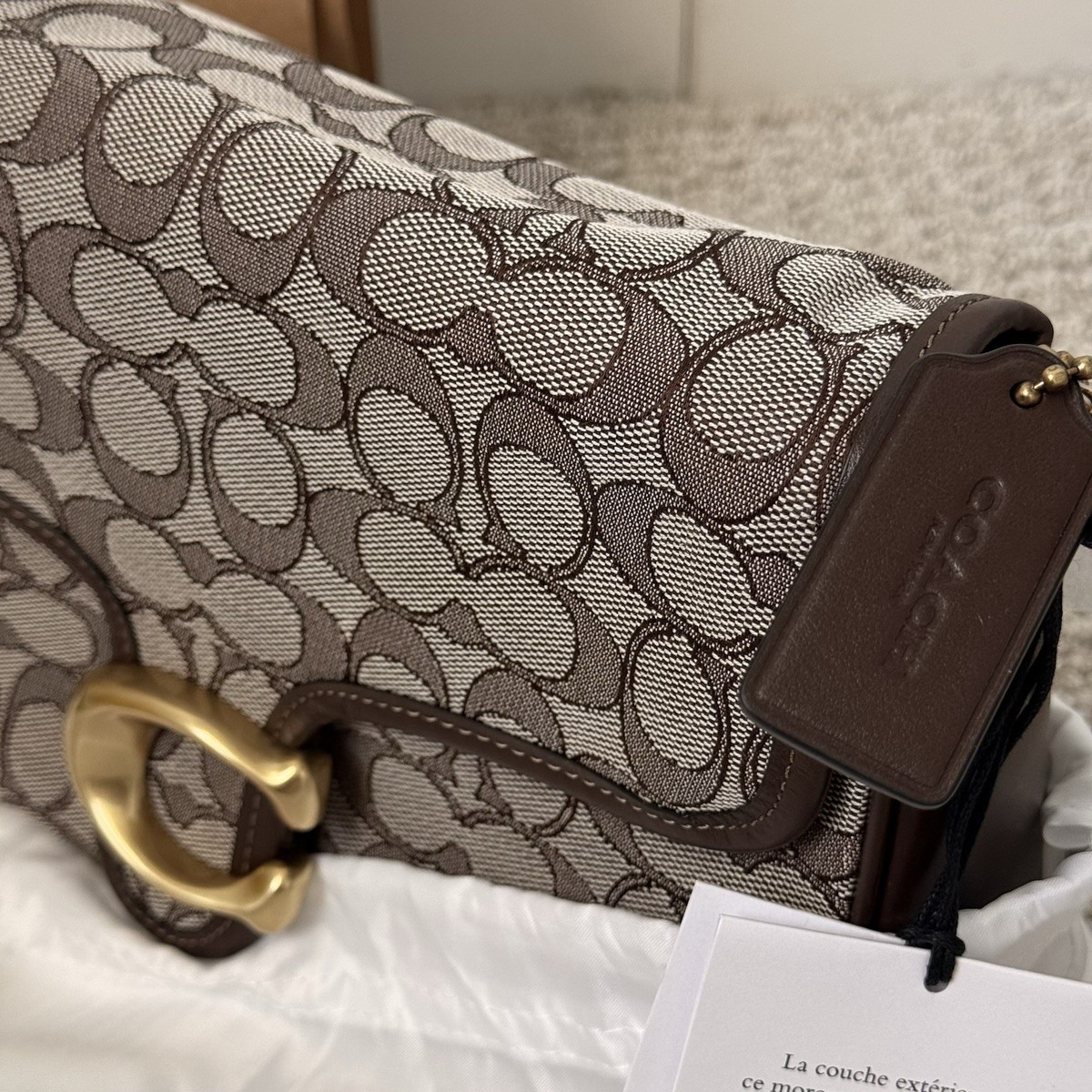NWT COACH Soft Tabby Shoulder Bag Signature Jacquard CDT21 Brass