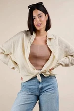 Trendsi Striped Oversized Shirt Women's Casual Button Down Top - Comfy & USA Shi