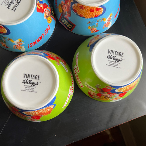 Vintage 2006 Kelloggs Rice Krispies & Corn Flakes Cereal Soup Bowl 5 Pc Ceramic - Picture 2 of 17