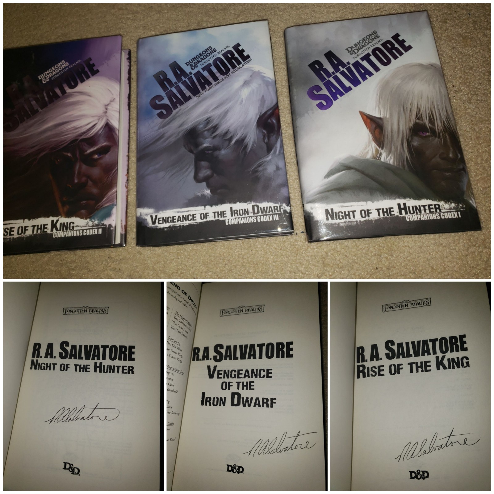 ALL SIGNED RISE KING NIGHT HUNTER VENGEANCE IRON DWARF Salvatore Forgotten Realm
