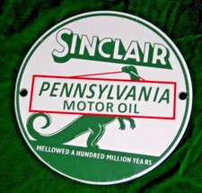 SINCLAIR Pennsylvania Motor Oil Advertising Dino Gas Pump Sign 6"