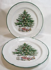 The Cellar Japan For RH Macy Co 1992 YULETIDE Two (2) Dinner Plates GC