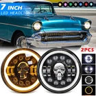Brightest Pair 7" inch Round Halo LED Headlights DRL Turn For Chevrolet Bel Air