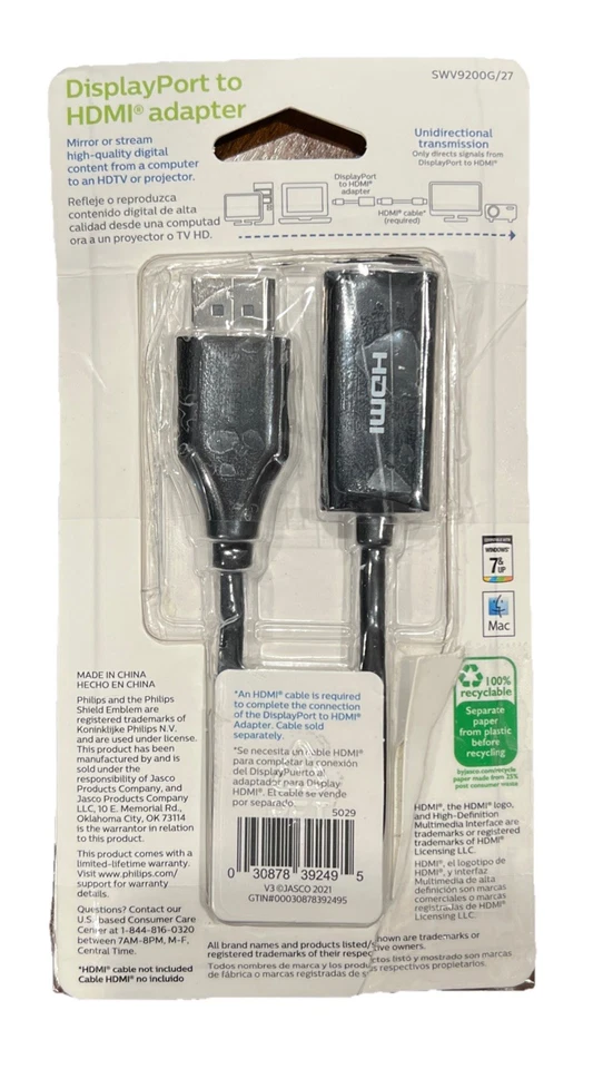 Philips Display Port to HDMI Adapter ~ Black - Image 2 of 2