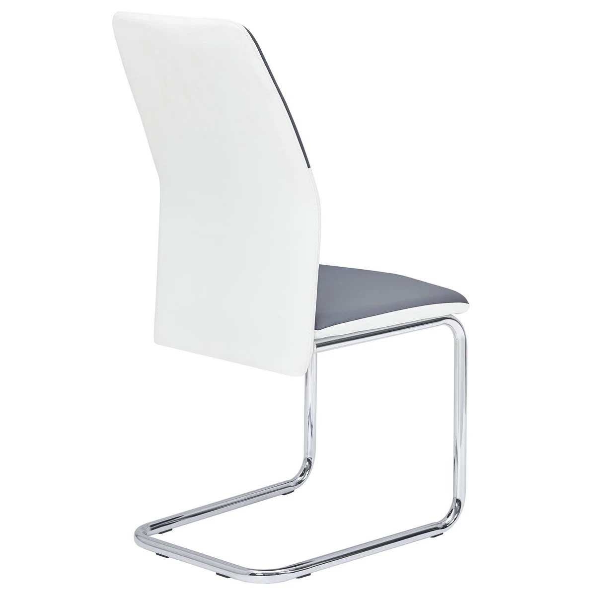 Schwingstuhl Esszimmerstuhl Freischwinger 4er Set in grau weiss Gestell verchrom