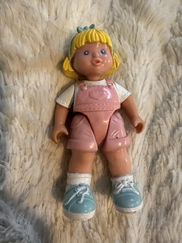 Vintage 1993 Fisher Price Loving Family Blonde Girl Pink Jumper Blue Shoes Doll
