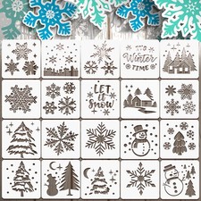 20 Pieces Winter Christmas Stencils for Painting on Wood 5 inches x 5