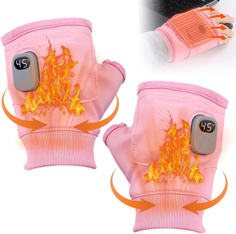 Guantes térmicos para mujer recargables, guantes térmicos recargables sin dedos Foto 3 de 4