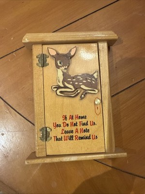 Vintage 50s Note Pad Holder w/ Door. Cute Little Bambi Deer Design Outdoors.