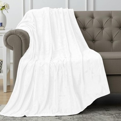 Utopia Bedding Fleece Blanket Throw Size White 300GSM Luxury Anti-Static Fuzz...