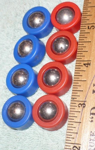 Vintage Ideal Rebound Game Replacement Roller Pucks / 4 - red & 4 blue