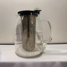 FORLIFE Mist Glass Iced Tea Jug w/ Basket Infuser 68 oz Open Box Graphite Black