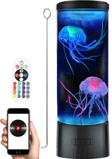 Jellyfish Lamp - Cool Ocean Decor Jelly Fish Aquarium Light Tank with Speaker...