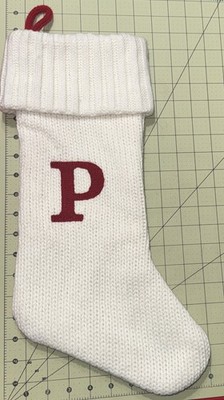 Target  P  Letter Knit Monogram WHITE Christmas Initial 20  Stocking Wondershop