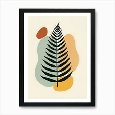 Minimalist Garden Elements in Warm  Framed Wall Art Poster Canvas Print Picture