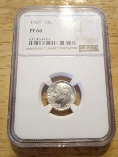 1964 10C Silver Proof Roosevelt Dime, NGC PF66