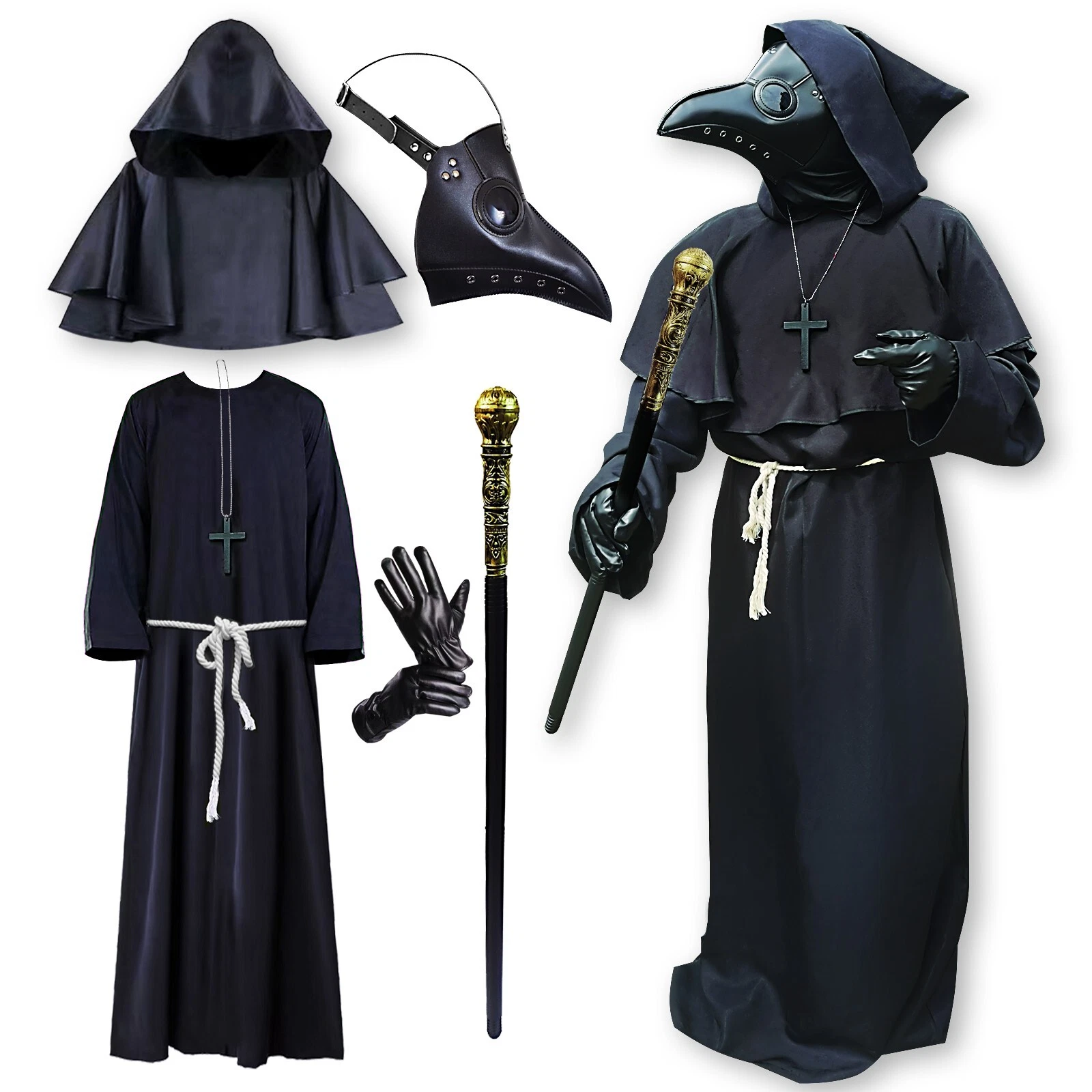 Plague Doctor Costumes,Plague Doctor Mask,Halloween Costumes Cosplay Men Women