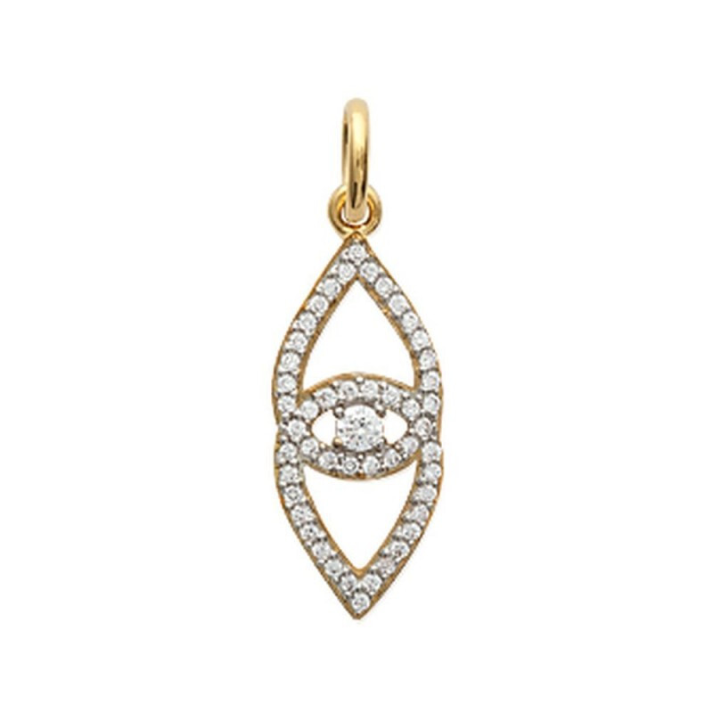 Pendentif gouttes entrelacées en plaqué or et zirconium, bijou chic pour look de bureau