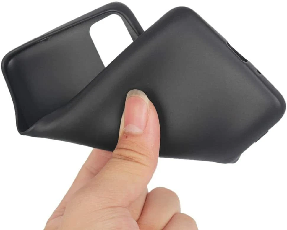 Phone Case Silicone Gel Soft Black Cover Tempered Glass Screen Protector Films