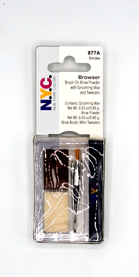 NEW NYC BROWSER Brush On Eye Brow Powder With Grooming Wax & Tweezers ...