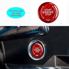 For Chevrolet Corvette 2020-22 Red Real Carbon Fiber One-touch Start Button Trim