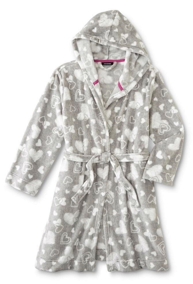 NWT Heart Robe Size Medium Women Valentine's Day Gift Bathrobe Plush Fleece  Hood