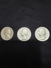 Three 1945 U.S. Quarter, Nice coins, Piece of history, No mint mark, Rare