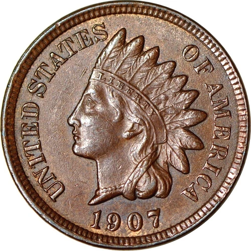1907 1C Snow-2 Indian Head Cent AU  K12163