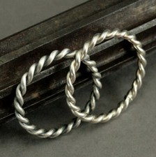 Solid Twisted 925 Sterling silver ring Simple band Handmade Plain Jewelry A 76