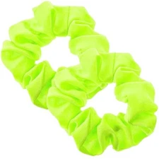 Lusofie 2Pcs 80s Neon Hair Scrunchies Yellow Large Scrunchie fluorescent yellow