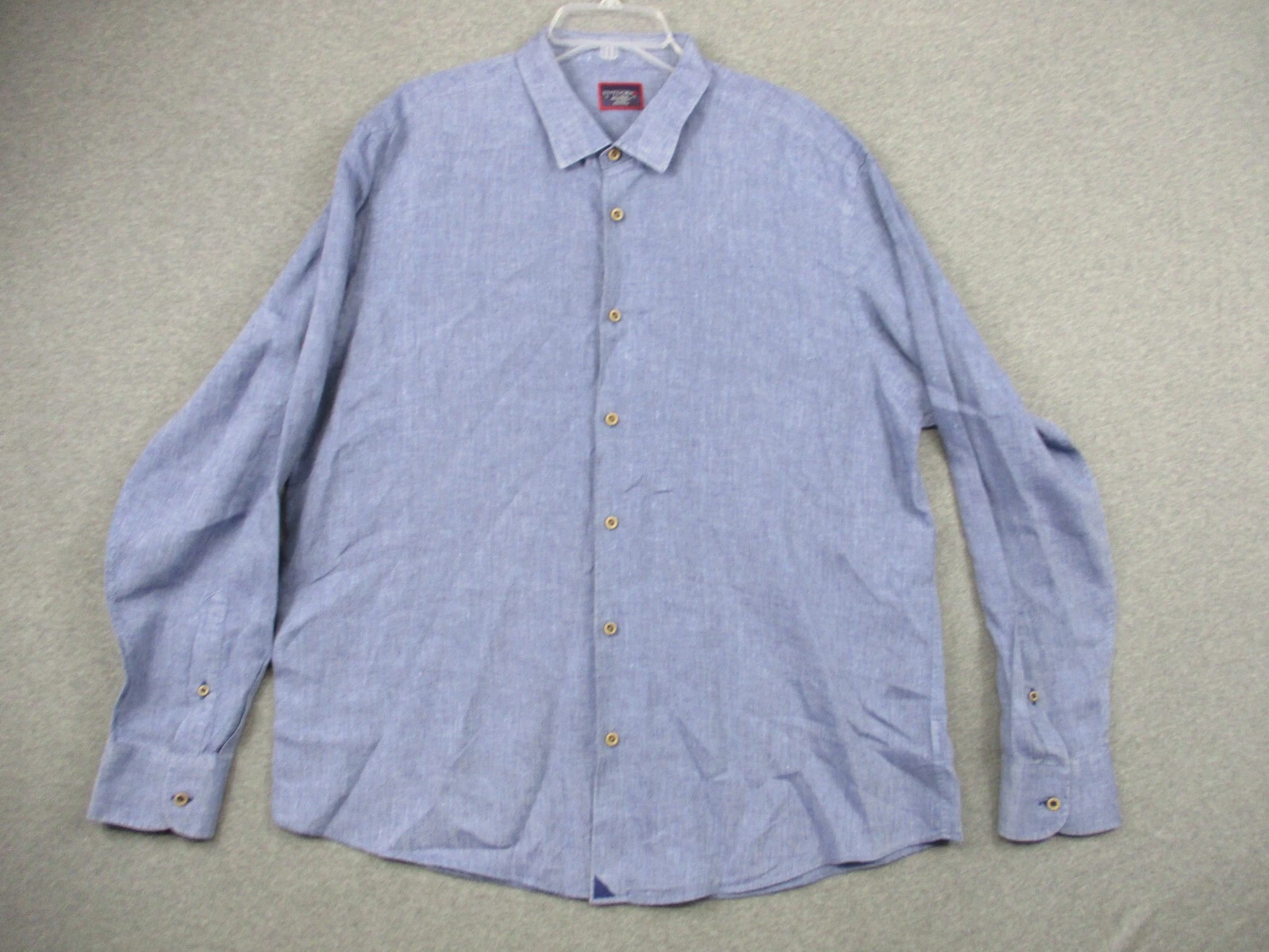 Untuckit Linen Shirt Men's XXL Heathered Blue Long Sleeve