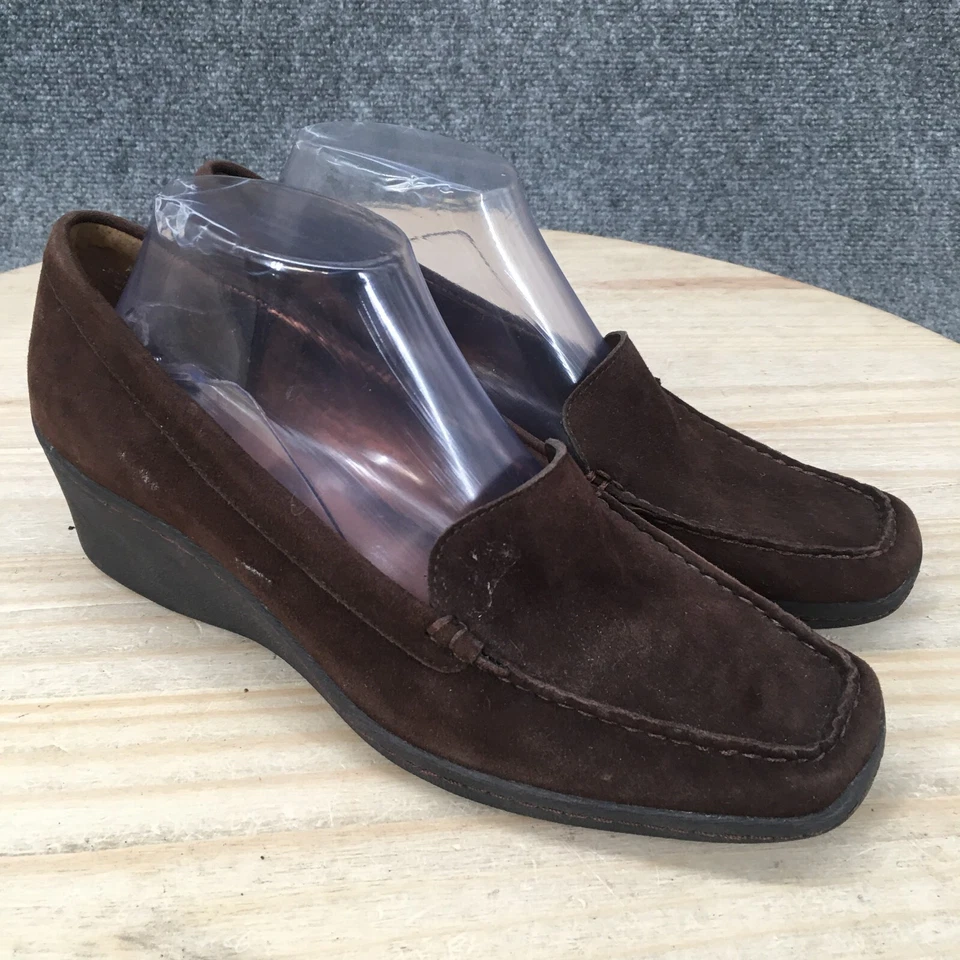 Zapatos de tacón Anne Klein para mujer 10 M Laise iFlex mocasines de cuña marrón sin cordones Foto 3 de 4