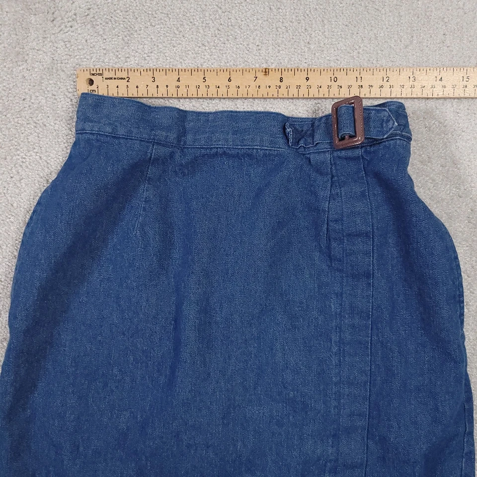 VINTAGE Talbots Skirt Womens 8 Blue Maxi A-Line Denim Prairie Cottage 90s - Image 3 of 4