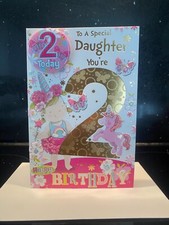 2ND DAUGHTER BIRTHDAY CARD WITH SAFETY BADGE VERSE  9" X 6" AGE 2