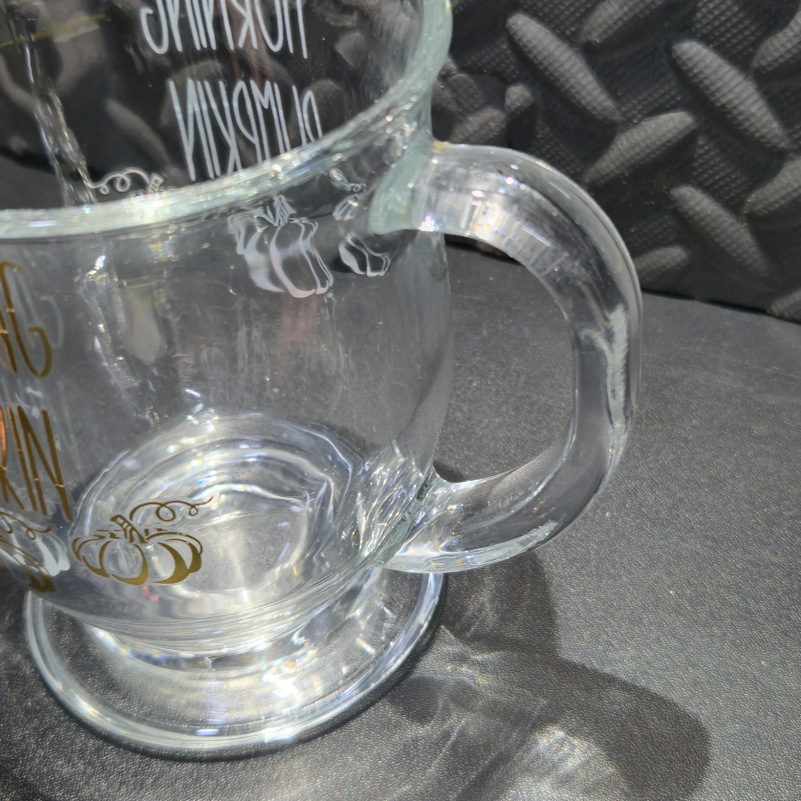 "Morning Pumpkin" Fall Themed Clear Glass Coffee/Tea Mug image 3