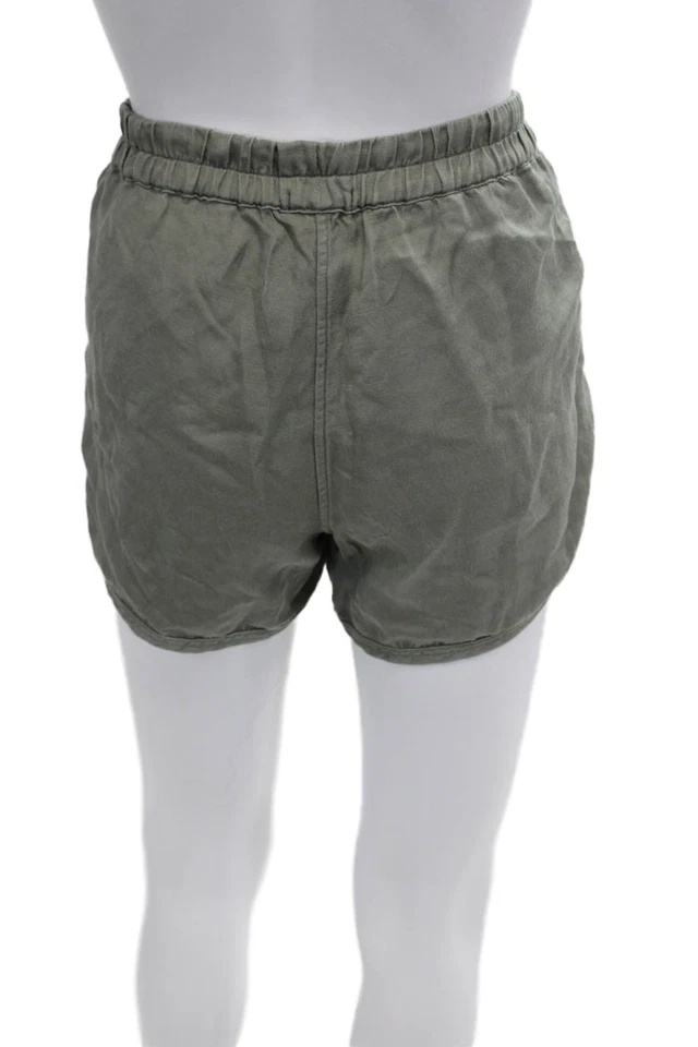 Pantalones Cortos de Sudadera Rails Unisex Verde Cordón Tencel Lino Ejército Talla M Foto 3 de 4