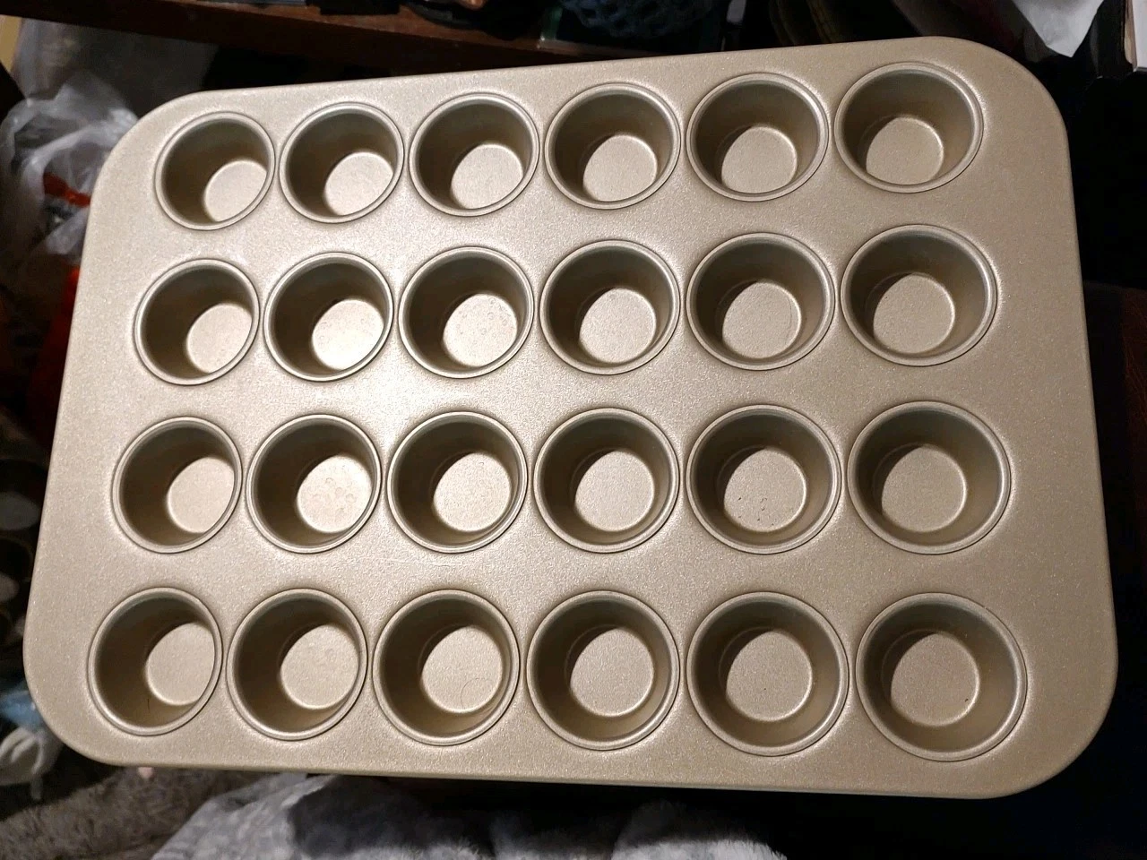 24-Cavity Golden Carbon Steel Non-Stick Mini Muffin & Cupcake Pan