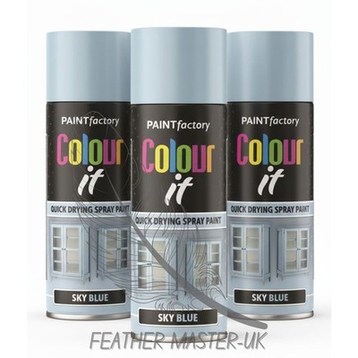 3x 400ml Himmelblau Colour It Mehrzweck Sprühfarbe Glanz Finish Haus & Heimwerker