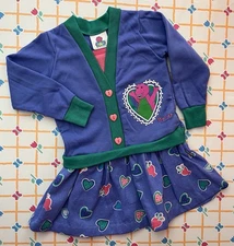 Vintage Barney 1990s Size 3T Dress EUC Purple Dinosaur Long Sleeve Girls