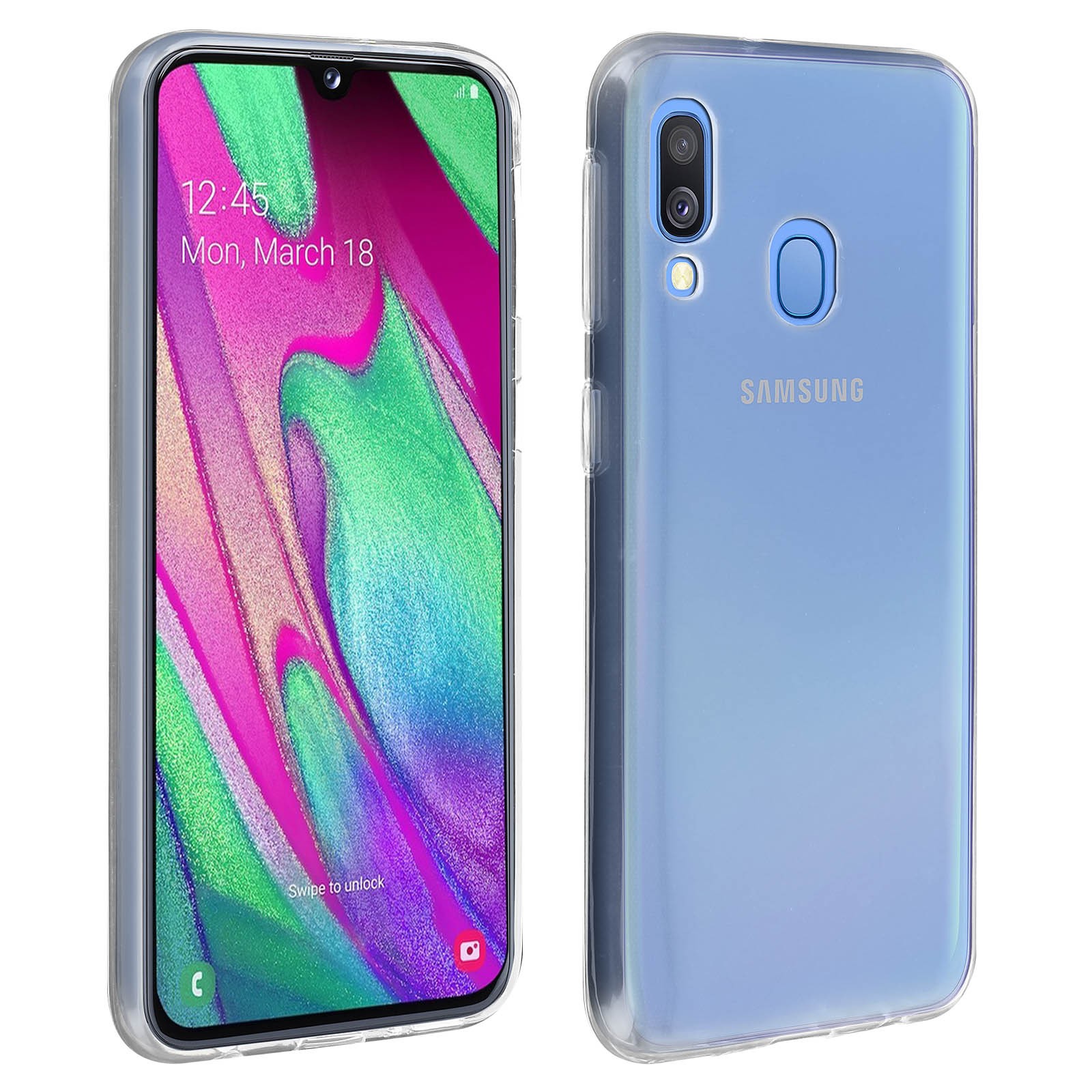Coque en silicone Galaxy A40 transparente pour protection quotidienne active