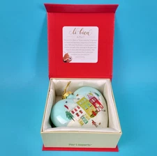 Pier 1 Li Bien Glass Ball Ornament Hand Painted Heart Village With Box 2019 New