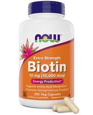 NOW Foods Extra Strength Biotin 10,000mcg / 10 mg - 200 200 Count Pack of 1 
