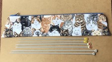 A Zipped Fabric Knitting Needle Case,  “Cats & Kittens “ fully lined