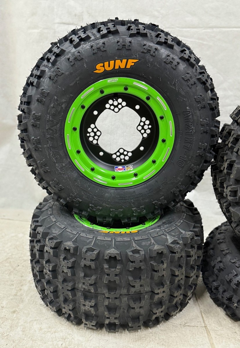 ②Audi タイヤ DWT G3 Black / Green Beadlock Front Rear Wheels Sunf A027 Tires