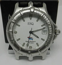 ESQ Esquire 300240B 36mm Diver Watch For Parts Crystal, Bezel, Case, Back.