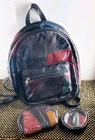 Patchwork Leather 12"×10" Backpack Multicolor w/ Two Change Purses 5½"& 3½" NEW