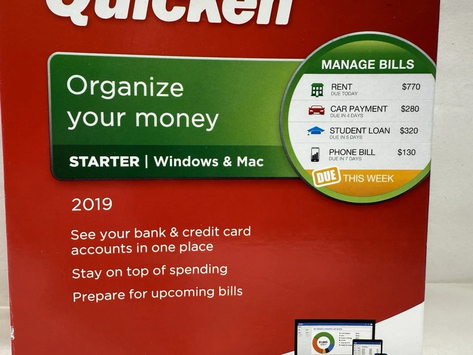 Quicken 2019 Starter Edition For Windows Vista SP2, Windows 10 7 8 8.1 Complete - Image 2 of 4
