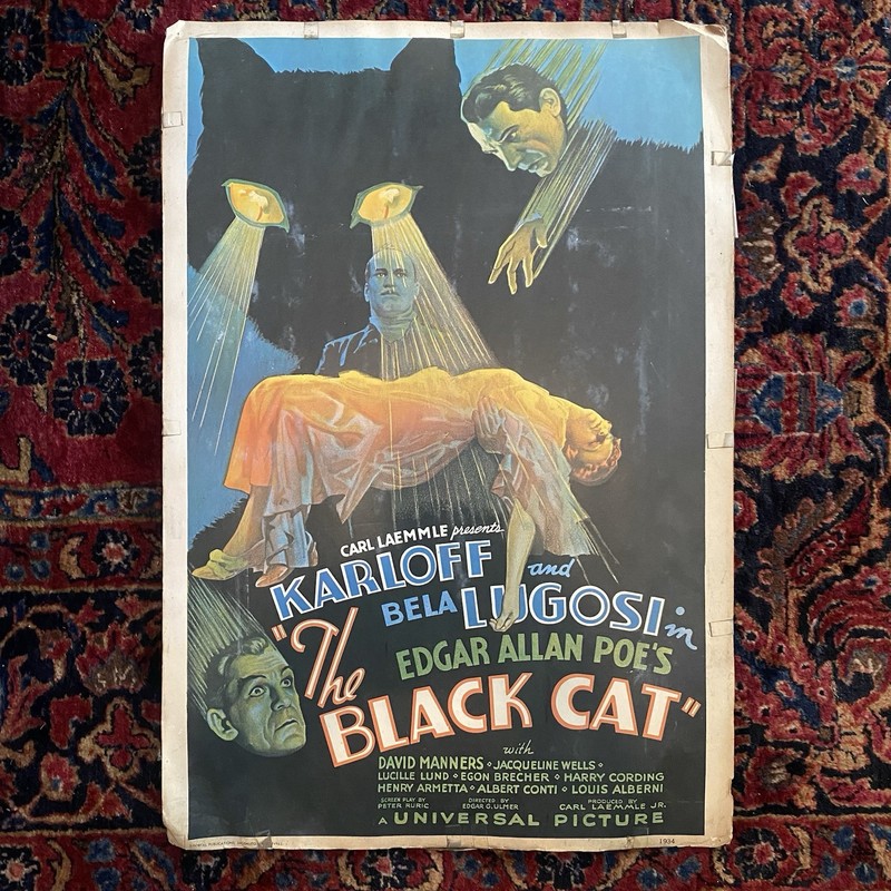 The Black Cat - 1976 Portal Publications Litho Poster (20x29") (Karloff, Lugosi)