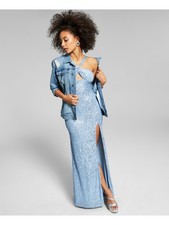 B DARLIN Womens Gown Dress Light Blue Sleeveless Formal Cutout Juniors 12