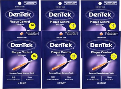 (6 Pack) DenTek Plaque Control Easy Brush Equipped with flexible, soft bristles